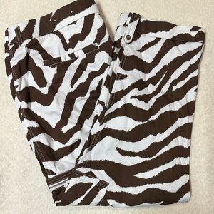 Chico's Brown and White Zebra Print Cropped Pants